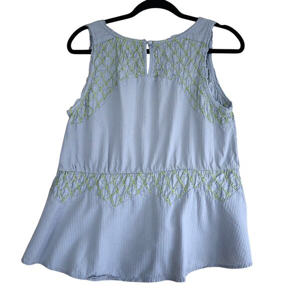 Anthropologie HD In Paris Sun Stitched Floral Embroidered Peplum Blouse Size 12 - Picture 7 of 11